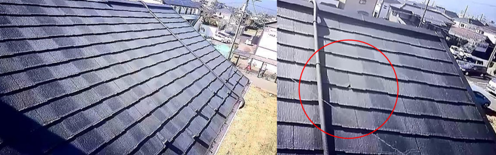 写真 屋根材に欠けが出ている状況